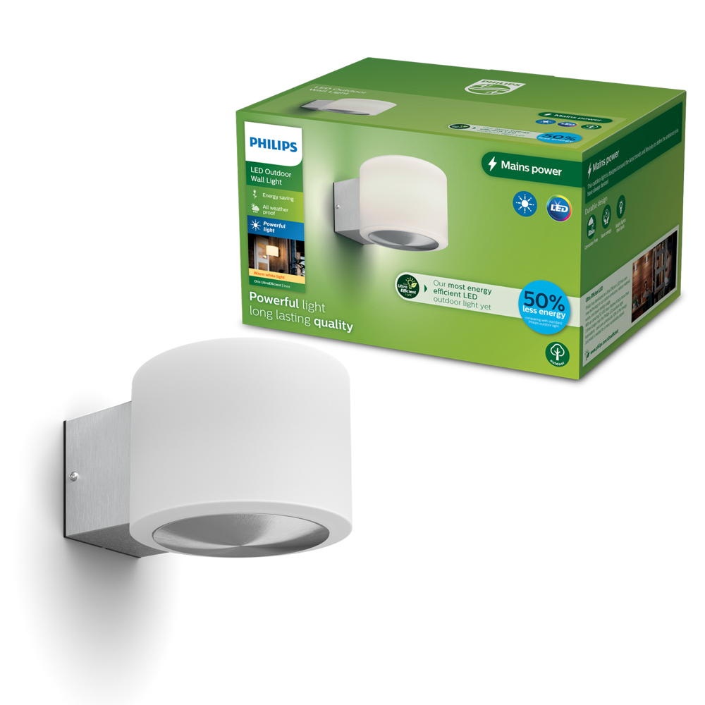 Philips LED-Außenwandleuchte Otis UE, weiß, Stahl, IP44 günstig online kaufen