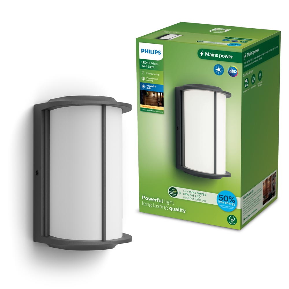 Philips LED-Außenwandleuchte Reese UE, anthrazit, Alu, IP44 günstig online kaufen