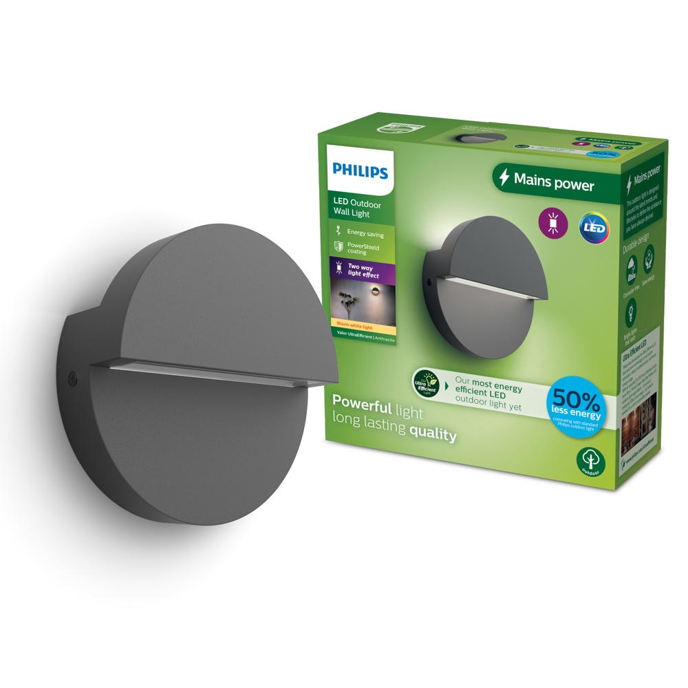 Philips LED-Außenwandleuchte Valor UE, anthrazit, Alu, IP44 günstig online kaufen
