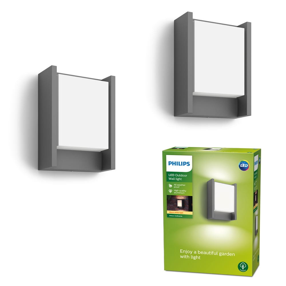 LED Wandleuchte Arbour in Anthrazit 6W 600lm IP44 Doppelpack günstig online kaufen