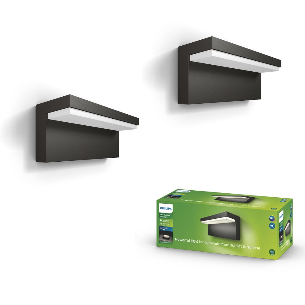 Philips LED-Außenwandleuchte Bustan 2er-Pack, 2.700K günstig online kaufen