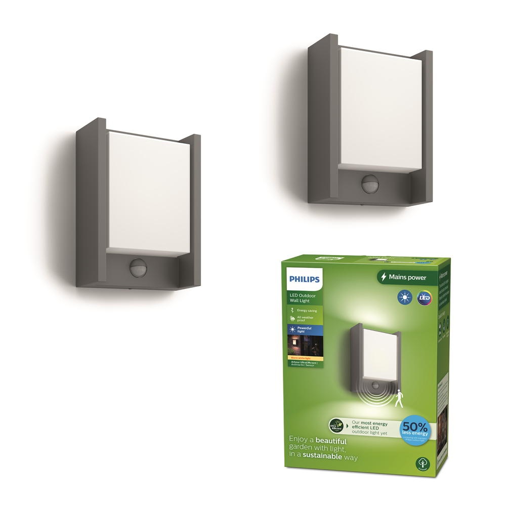 LED Ultra-Efficient Wandleuchte Arbour in Anthrazit 3,8W 800lm IP44 mit Bew günstig online kaufen