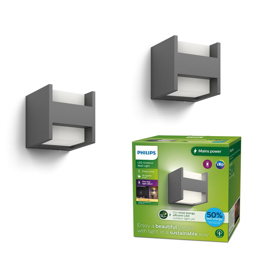 Philips LED-Außenwandleuchte Arbour UE 2er-Set 2-flg. 2700 K günstig online kaufen
