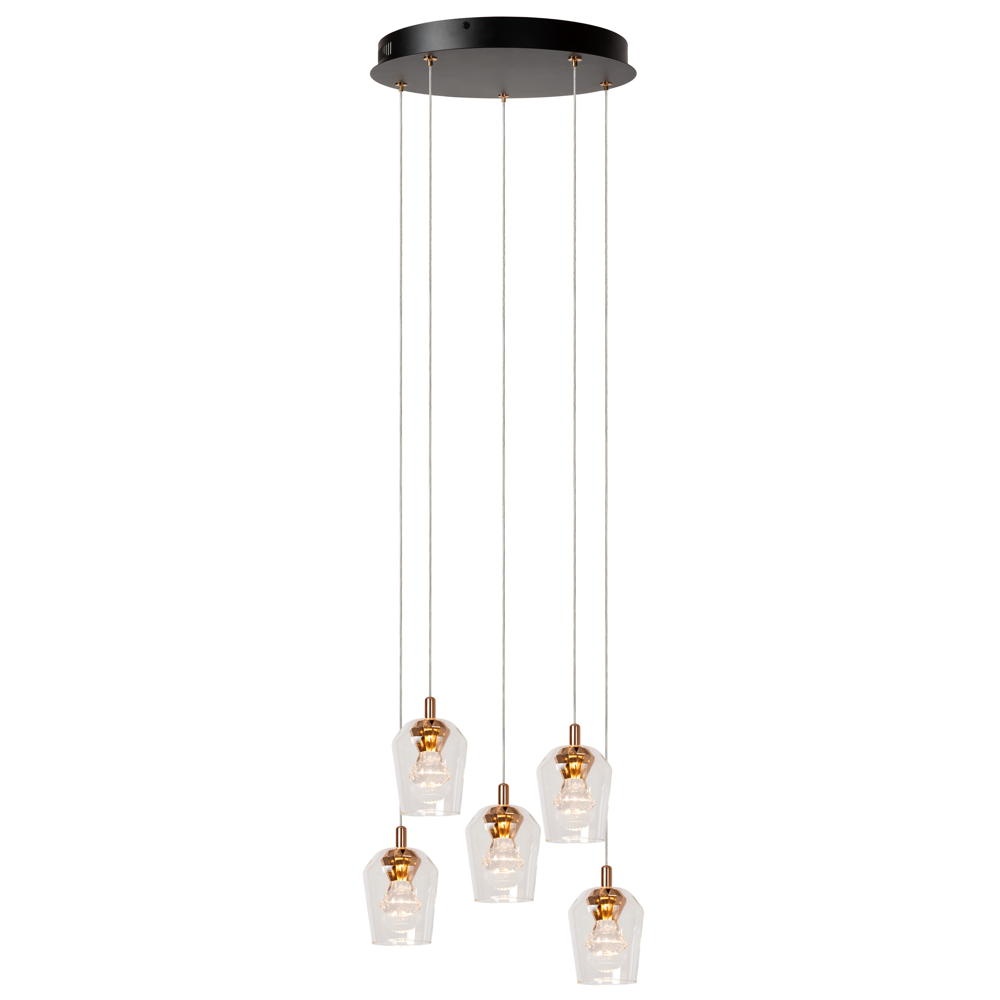 LED Pendelleuchte Berliane in Transparent und Gold 5x 4W 1000lm günstig online kaufen