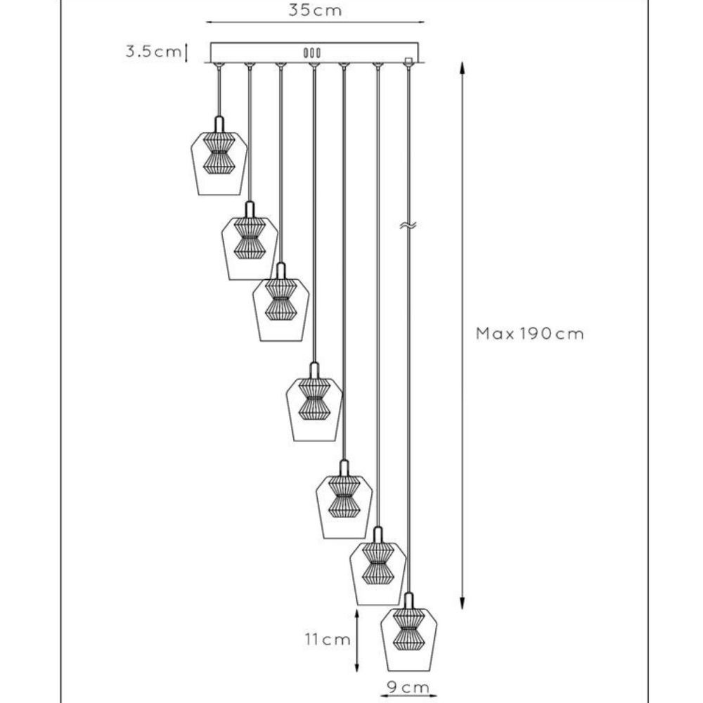 LED Pendelleuchte Berliane in Transparent und Gold 7x 4W 1050lm günstig online kaufen