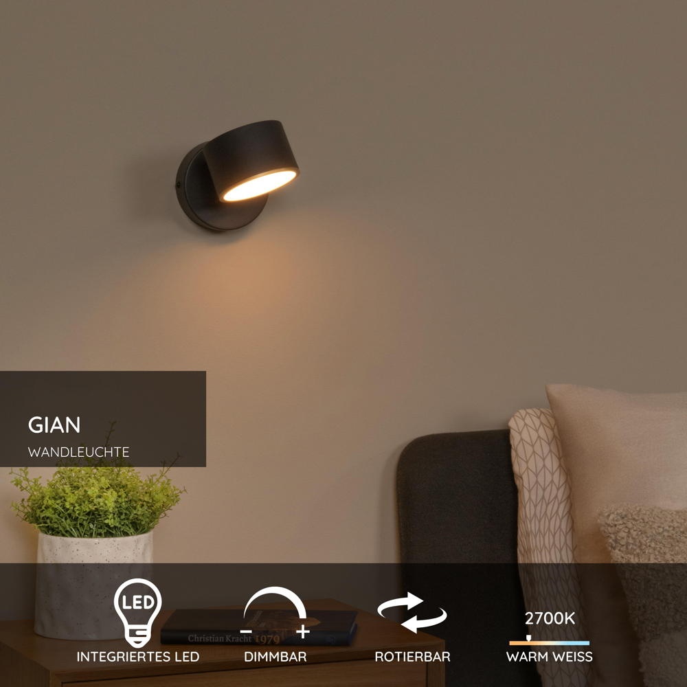 LED Wandleuchte Gian in Schwarz 9W 200lm günstig online kaufen