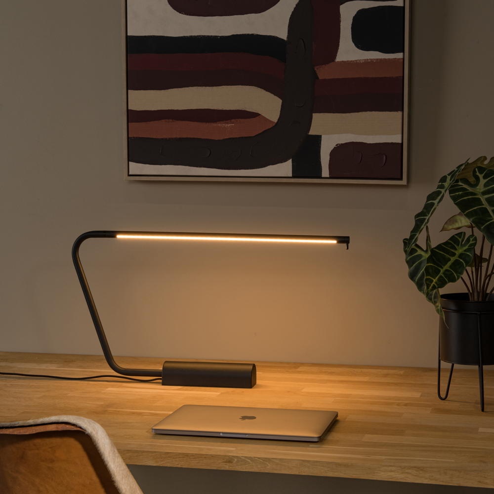 Lucide MADISON Tischlampe, Tischleuchte & Nachttischlampe Wohnzimmer Büro & Arbeitszimmer LED modern Schwarz Aluminium 1-flammig