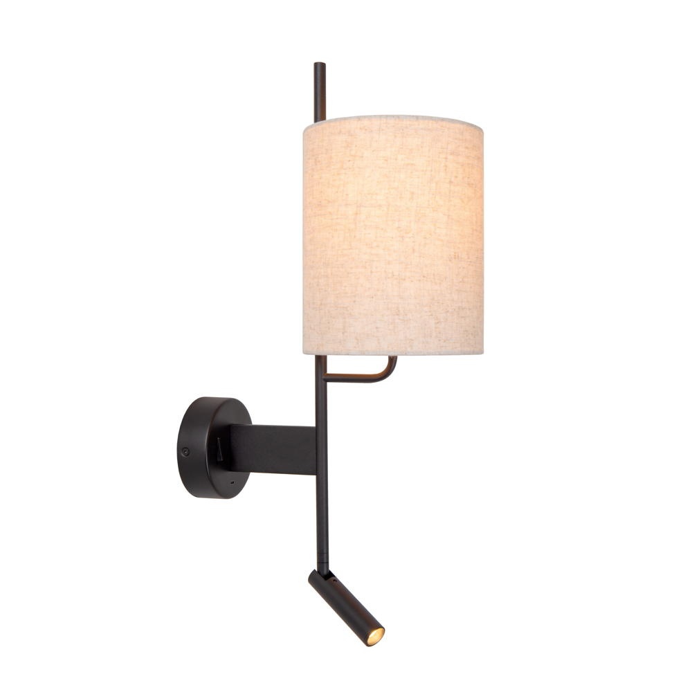Lucide MAGIC Wohnzimmer Schlafzimmer modern Beige Schwarz Leinen Metall E27 1-flammig