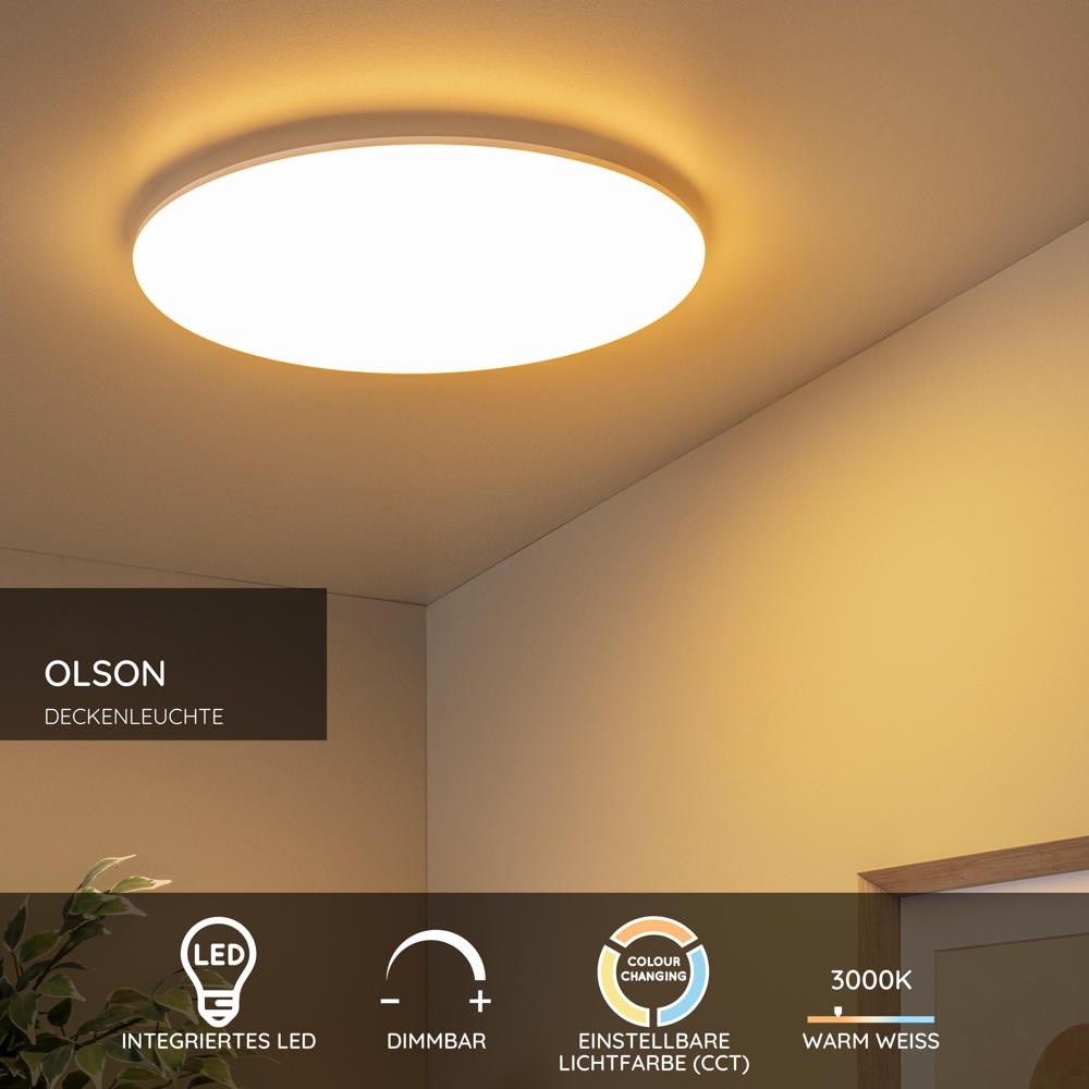 LED Deckenleuchte Olson in Weiß 45W 3100lm günstig online kaufen