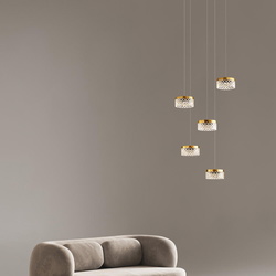 LED Pendelleuchte Bion in Gold und Transparent