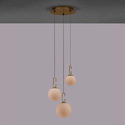 LED Pendelleuchte Hook in Weiß und Gold-gebürstet