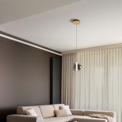 LED Pendelleuchte Navi in Schwarz-transparent und Gold
