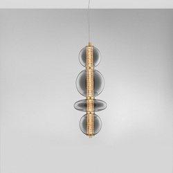 LED Pendelleuchte Navi in Schwarz-transparent und Gold