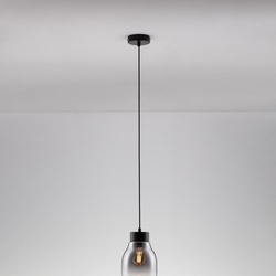 Pendelleuchte Blacu in Schwarz-transparent und Schwarz E27