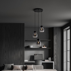 Pendelleuchte Blacu in Schwarz-transparent und Schwarz E27