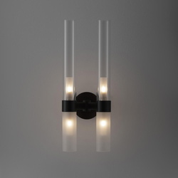 Wandleuchte Century in Schwarz und Transparent G9