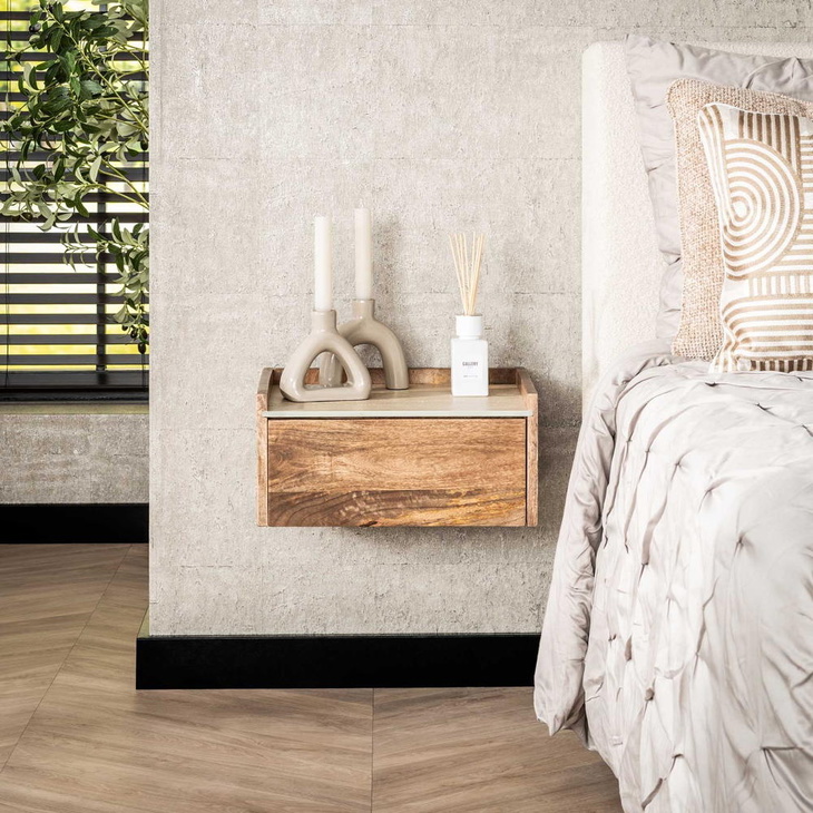 RINGO-Living Nachttisch Arik aus Mangoholz in Natur 190mm