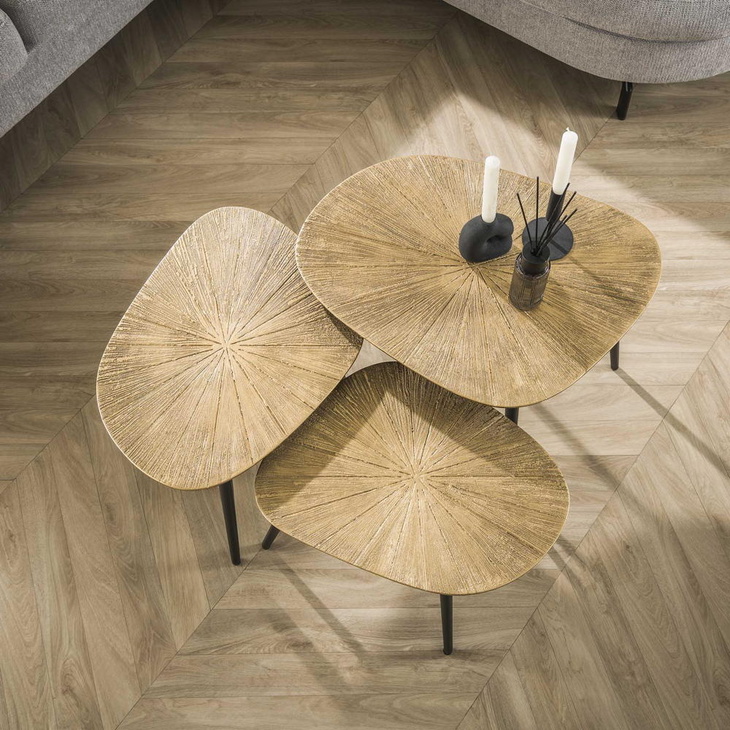 RINGO-Living Couchtische Caiside aus Metall in Bronze-antik 3er Set