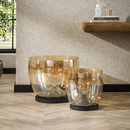 famlights | Stehleuchte Dona in Gold-transparent und Schwarz E27 320mm