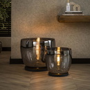 famlights | Stehleuchte Dona in Rauchglas und Schwarz E27 320mm