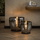 famlights | Stehleuchte Dona in Rauchglas und Schwarz E27 320mm