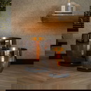 famlights | Stehleuchte Dona in Kupfer-transparent und Schwarz E27 480mm