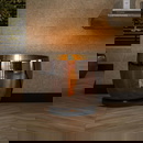 famlights | Stehleuchte Dona in Kupfer-transparent und Schwarz E27 480mm