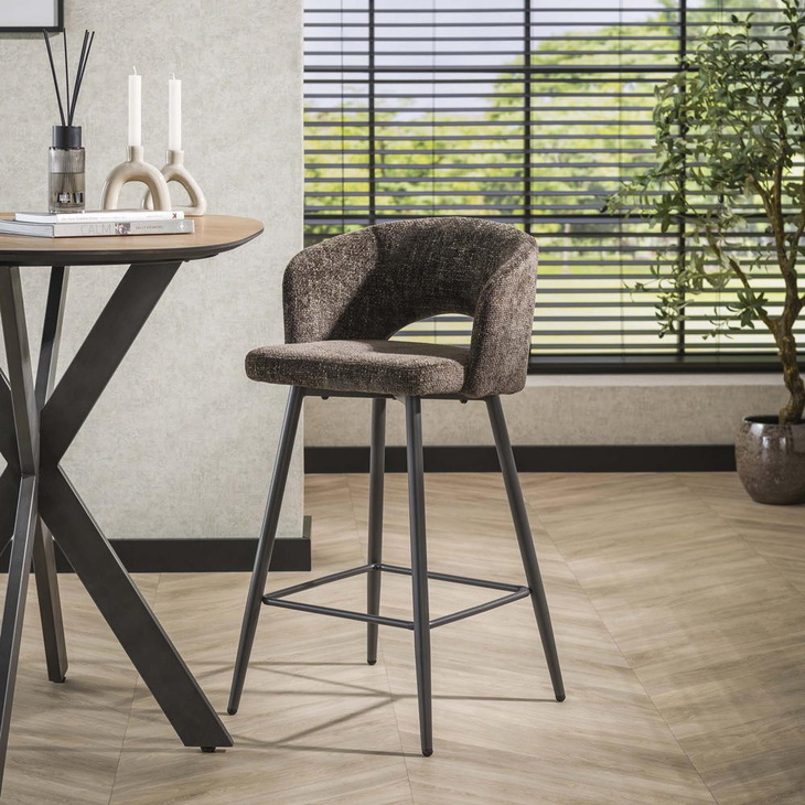 RINGO-Living Barhocker Britta aus Stoff in Braun