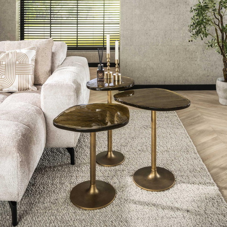 RINGO-Living Beistelltisch Kahiau aus Glas in Gold 600mm