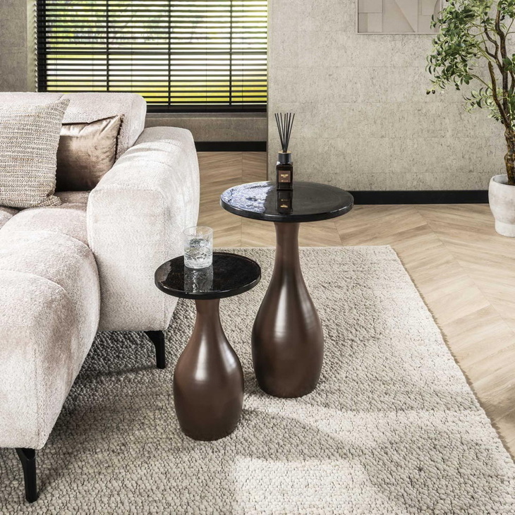 RINGO-Living Beistelltisch Kahiau I aus Glas in Kupfer-antik 600mm