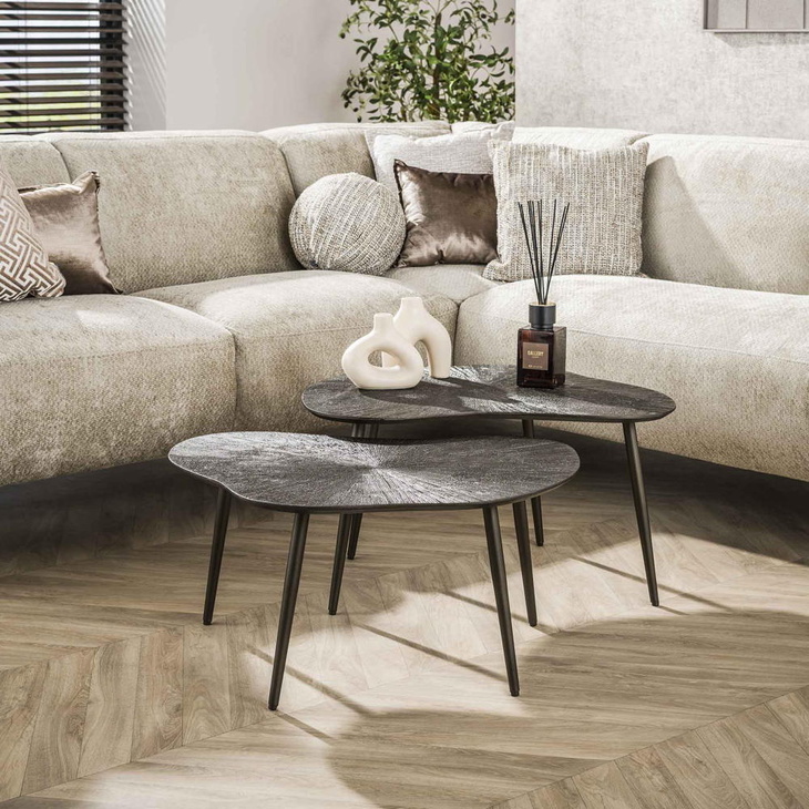 RINGO-Living Couchtisch Keke aus Holz in Bronze 2er Set