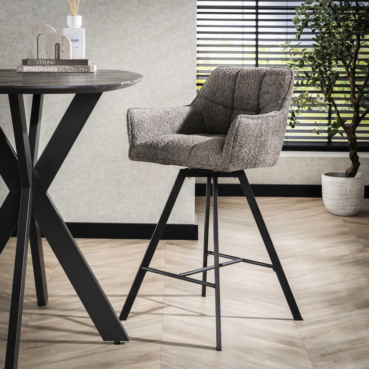 RINGO-Living Barhocker Luca aus Stoff in Taupe