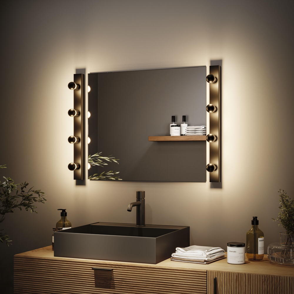 Paulmann Regula II Badezimmerlampe, Badleuchte & lampe für das Badezimmer Badezimmer LED IP44 modern Schwarz-matt Metall Glas E14 4-flammig