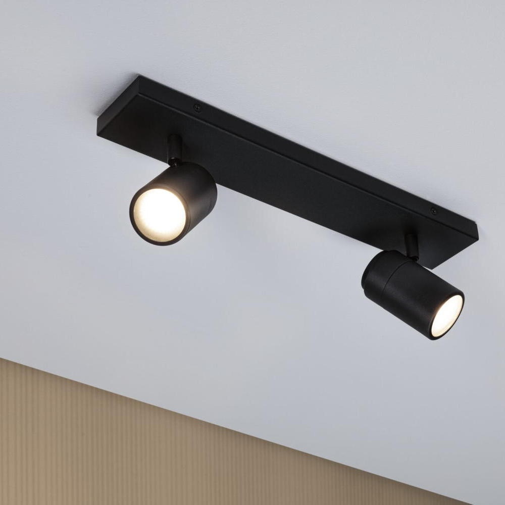 Paulmann Zyli Wandleuchte, Wandlampe & Wandlichter Badezimmer IP44 modern Schwarz-matt Metall GU10 2-flammig