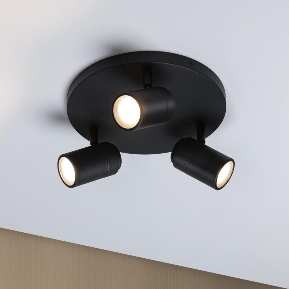 Paulmann Zyli Wandleuchte, Wandlampe & Wandlichter Badezimmer IP44 modern Schwarz-matt Metall GU10 3-flammig