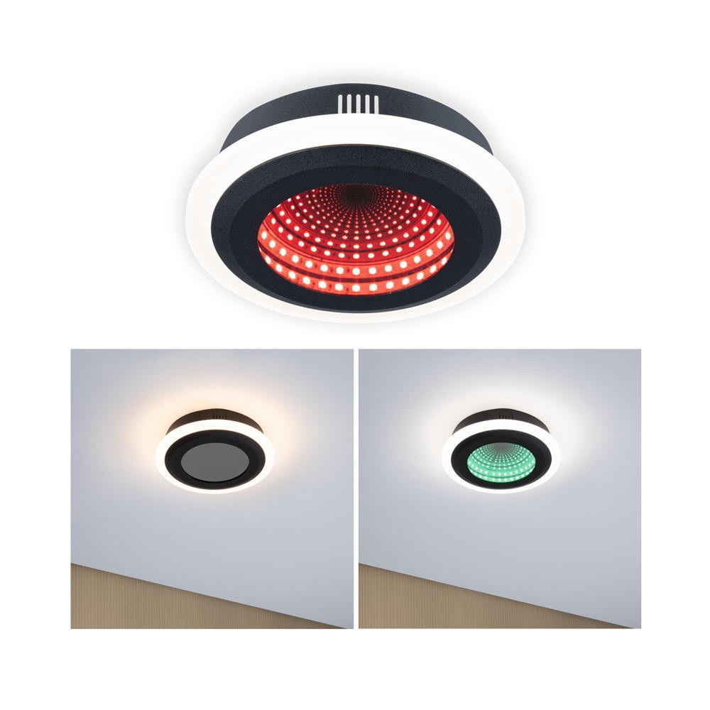 Paulmann Spaßeglow Two Deckenlampe & Deckenbeleuchtung, Deckenlampe & Deckenlicht Wohnzimmer Schlafzimmer Flur LED modern Schwarz-matt Kunststoff