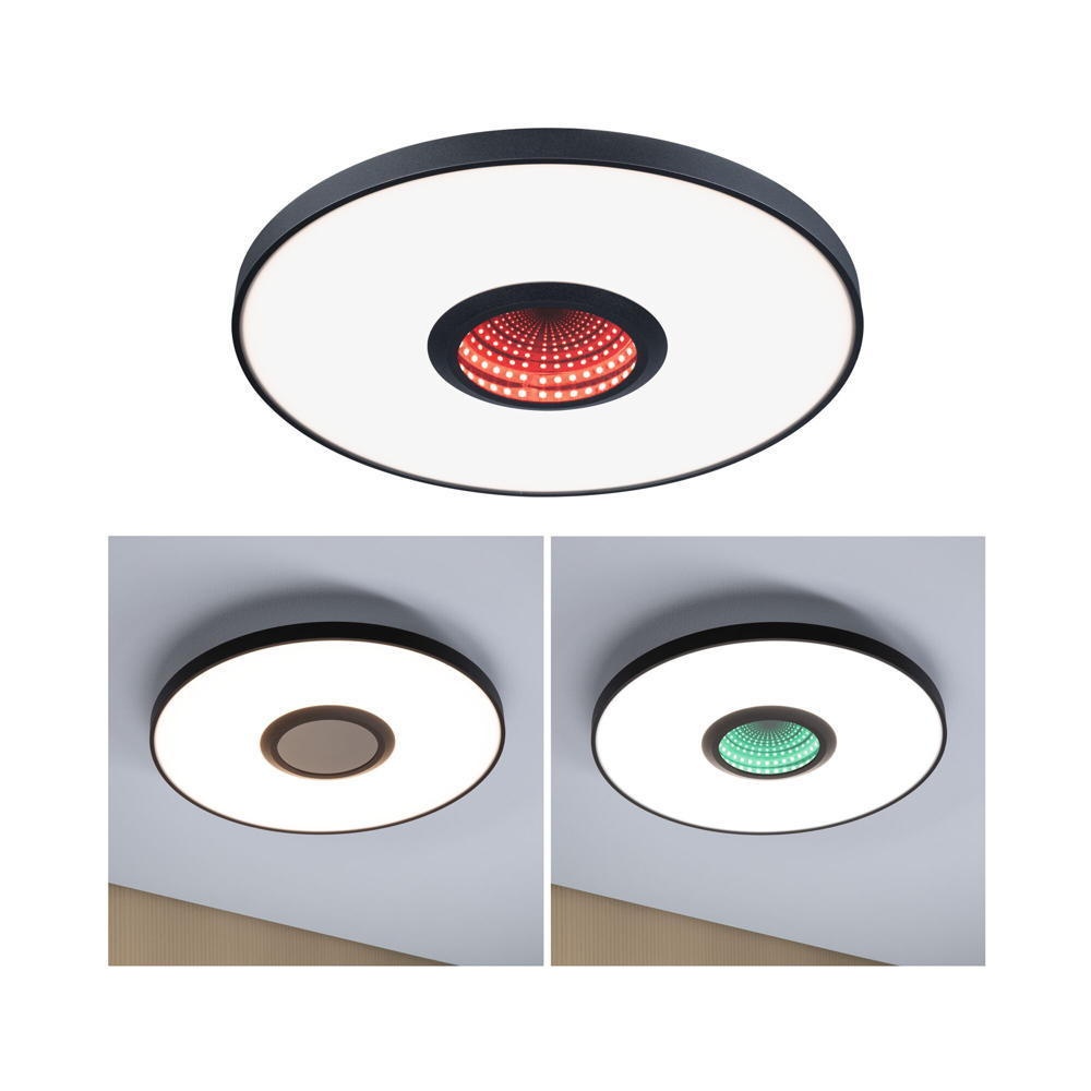 Paulmann Spaßeglow Three Deckenlampe & Deckenbeleuchtung, Deckenlampe & Deckenlicht Wohnzimmer Schlafzimmer Flur LED modern Schwarz-matt Kunststoff