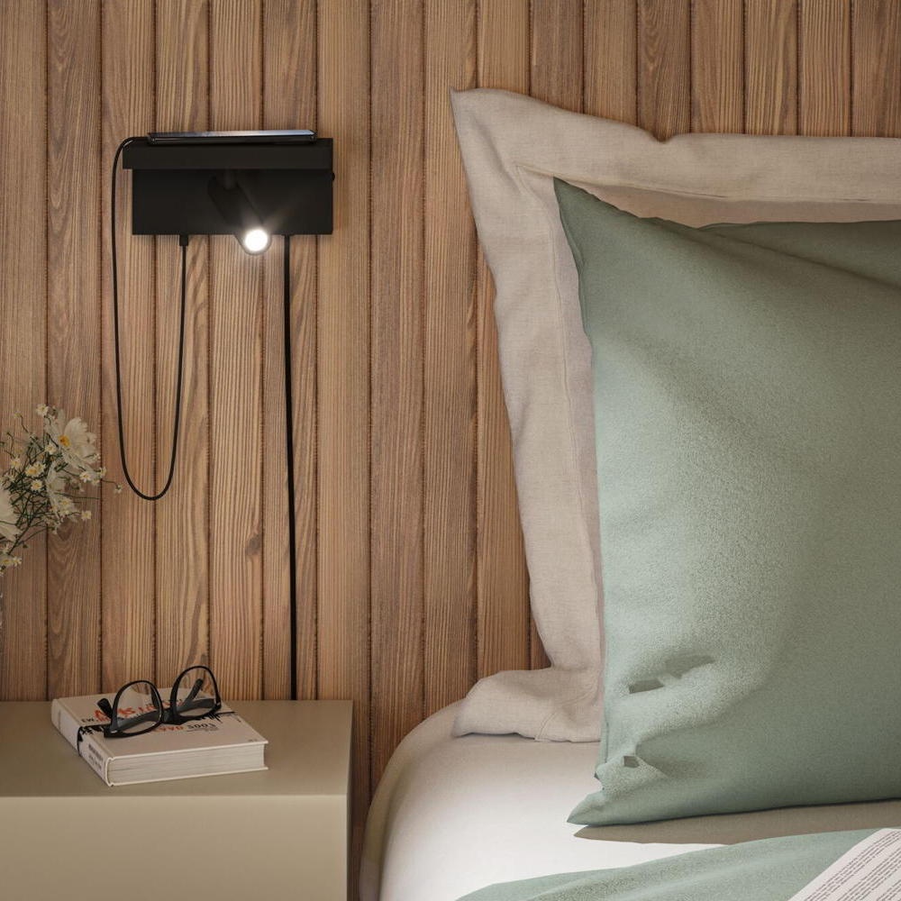 Paulmann Jerik Wandleuchte, Wandlampe & Wandlichter Schlafzimmer LED modern Schwarz-matt Metall 1-flammig