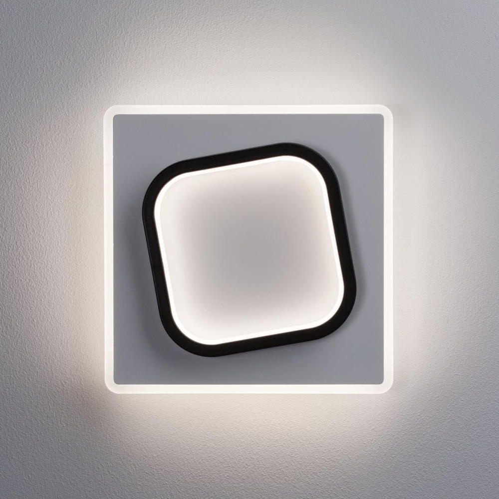 Paulmann 2Form Wandleuchte, Wandlampe & Wandlichter Wohnzimmer Schlafzimmer Flur LED modern Weiß Schwarz Acrylglas Metall 1-flammig