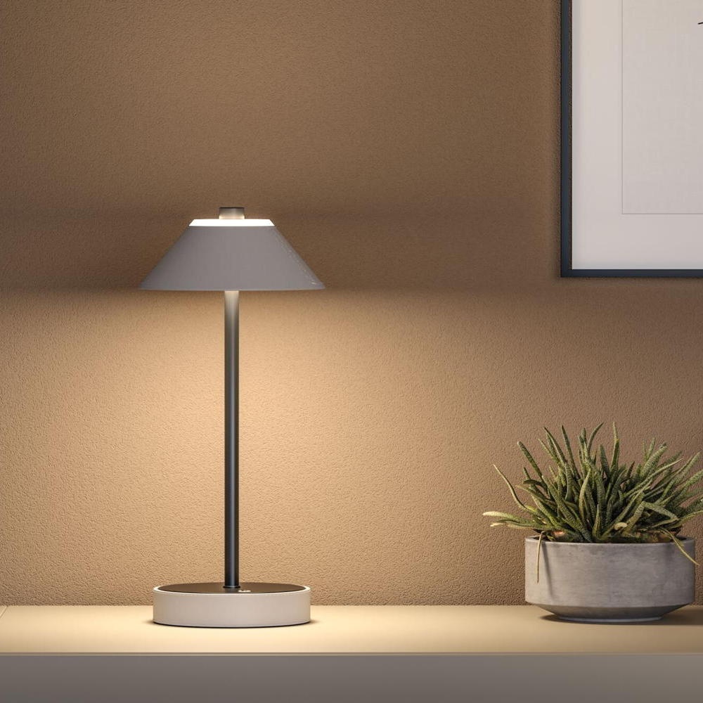 Paulmann Pellini Akku Tischlampe, Tischleuchte & Nachttischlampe Wohnzimmer Schlafzimmer Büro & Arbeitszimmer LED modern Beige Schwarz-matt Metall