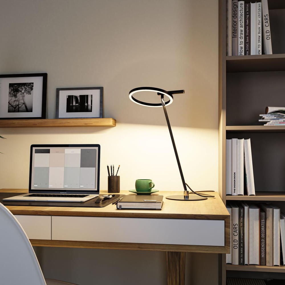 Paulmann Odila Tischlampe, Tischleuchte & Nachttischlampe Wohnzimmer Schlafzimmer LED modern Schwarz-matt Chrom Metall Kunststoff 1-flammig