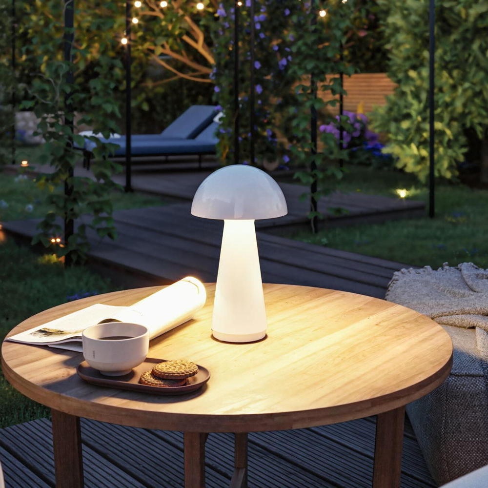 Paulmann Onzo Akku Tischlampe, Tischleuchte & Nachttischlampe Wohnzimmer Schlafzimmer Balkon LED IP44 modern Weiß Kunststoff 1-flammig