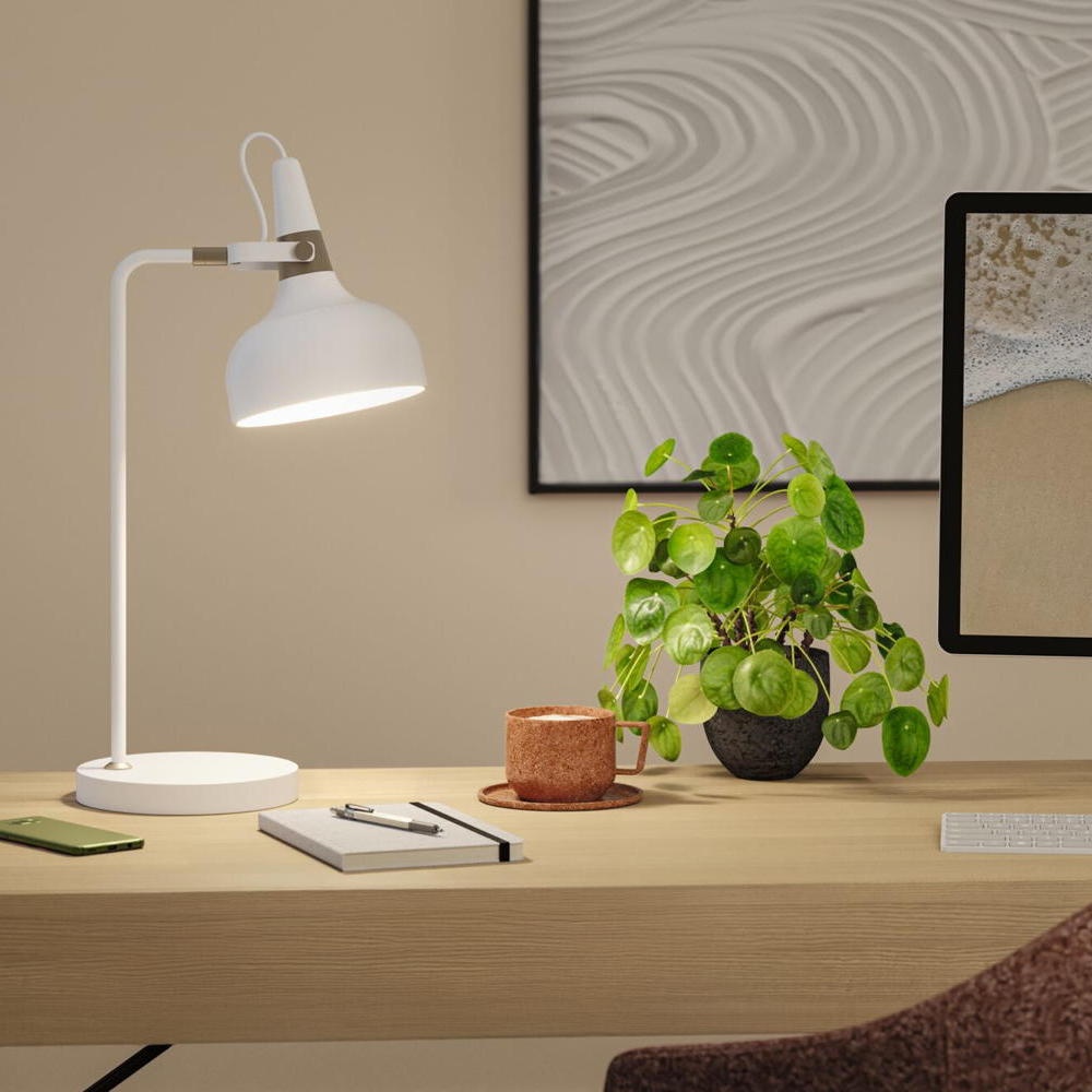 Paulmann Juna Tischlampe, Tischleuchte & Nachttischlampe Wohnzimmer Büro & Arbeitszimmer modern Weiß-matt Champagner Metall E14 1-flammig