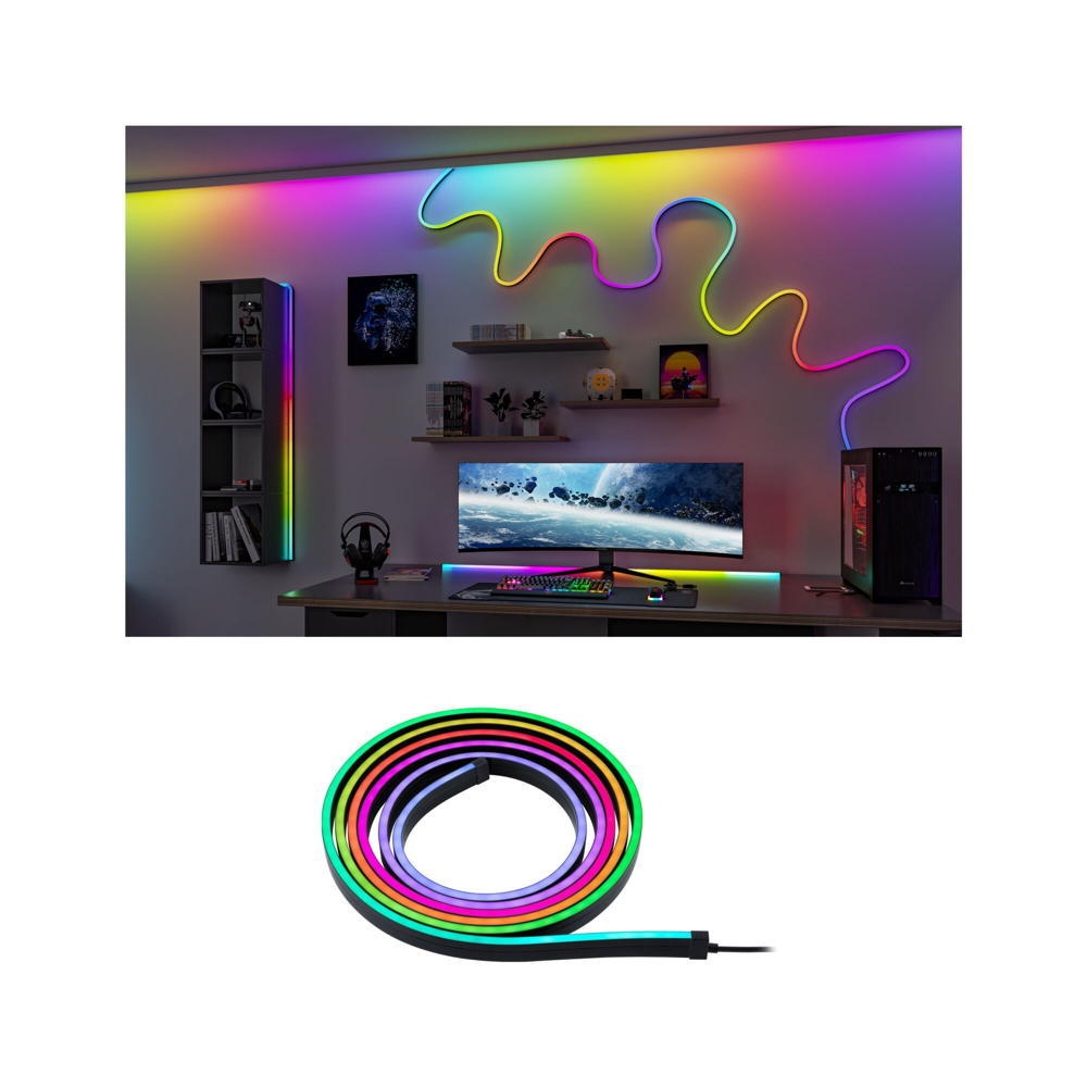 Paulmann Entertain LED LED Streifen Wohnzimmer Büro & Arbeitszimmer LED modern Schwarz Kunststoff 1-flammig