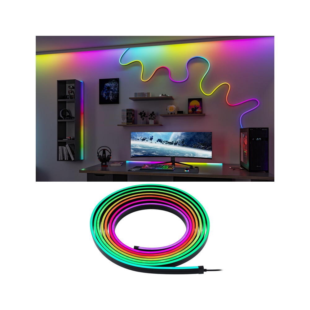 Paulmann Entertain LED LED Streifen Wohnzimmer Büro & Arbeitszimmer LED modern Schwarz Kunststoff 1-flammig