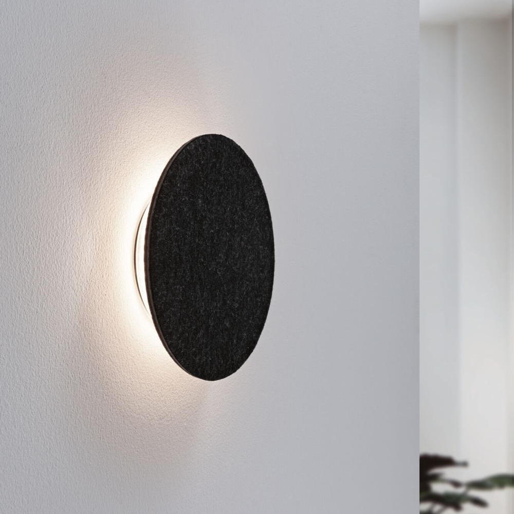 Paulmann Tulga Wandleuchte, Wandlampe & Wandlichter Wohnzimmer Schlafzimmer Esszimmer LED modern Anthrazit Filz Metall 1-flammig