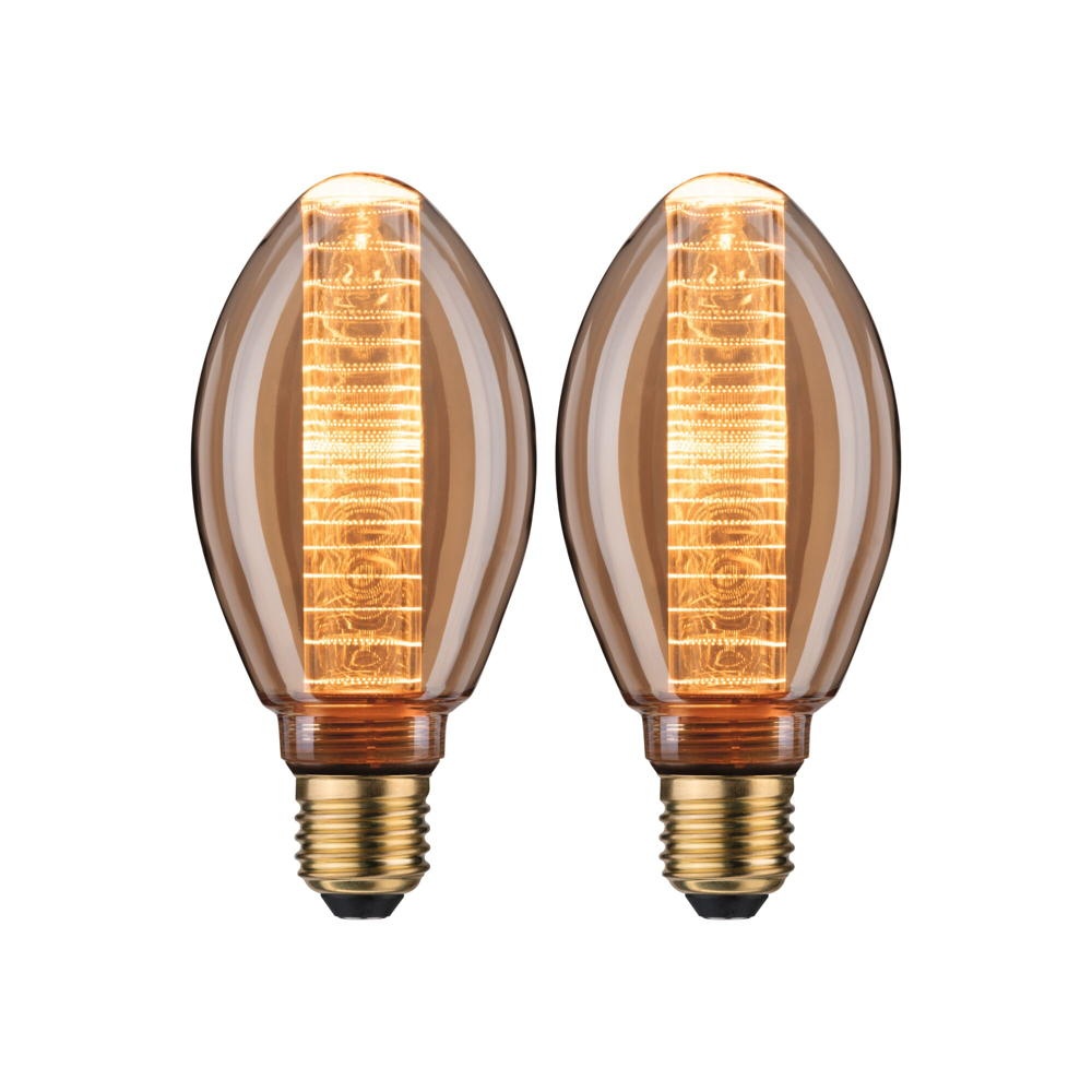 LED Lampe in Gold E27 4W Kerze - B75 230lm 1800K 2er Set Ringmuster