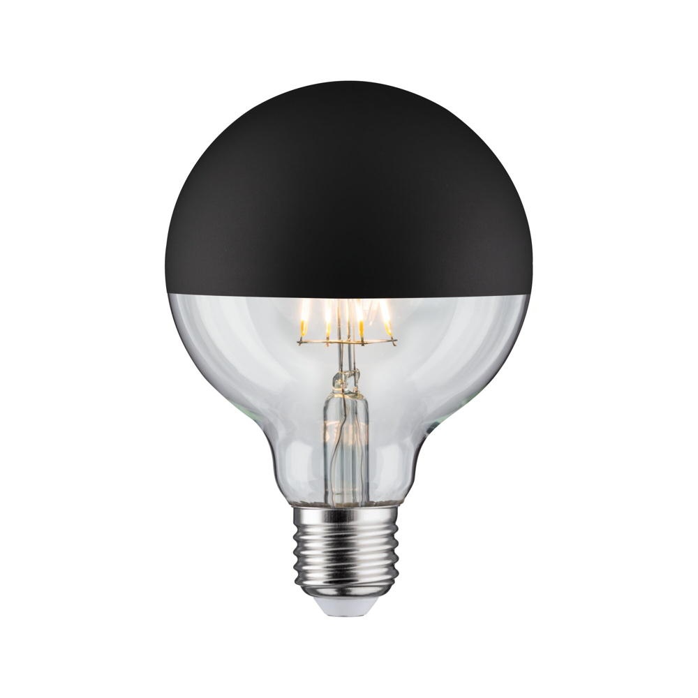 LED Lampe in Transparent E27 Globe - G95 65W 600lm 2700K dimmbar 1er Set Kopfspiegel Schwarz-matt