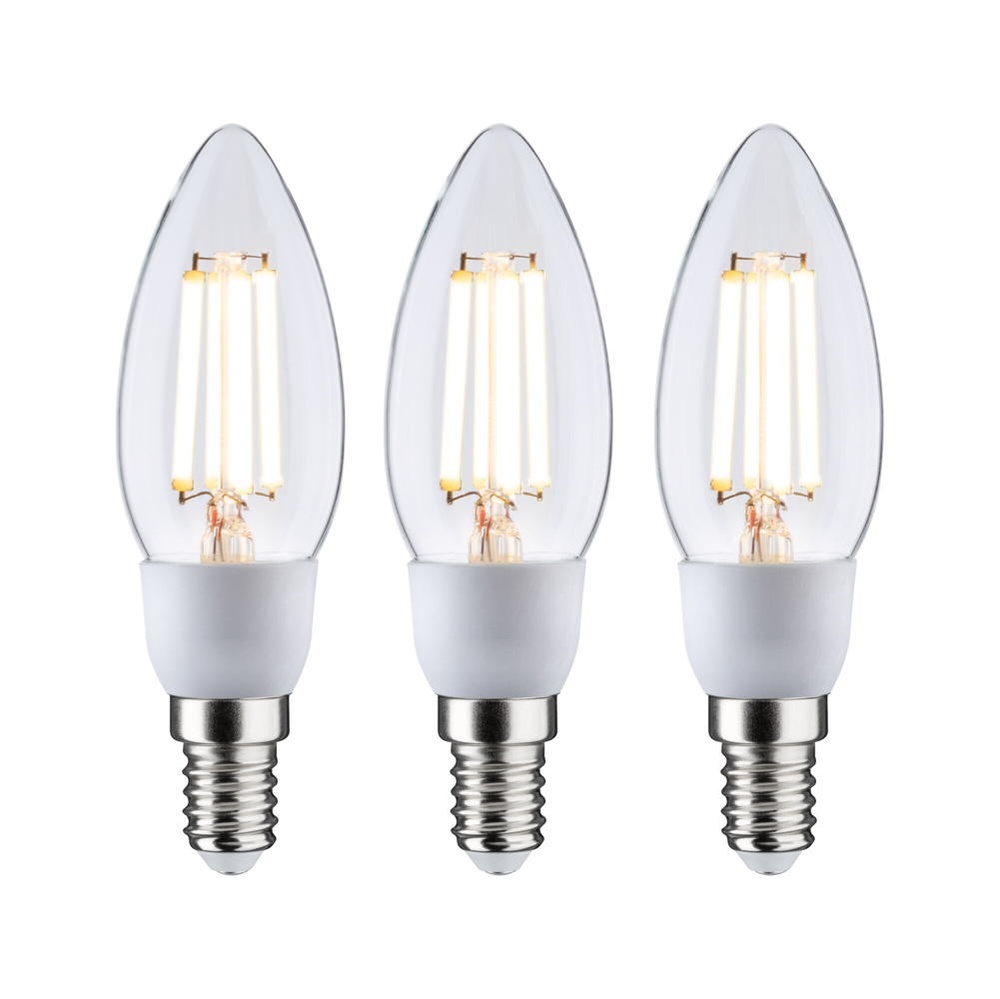 LED Lampe in Transparent E14 Windstoßkerze - BA35 25W 525lm 3000K 3er Set