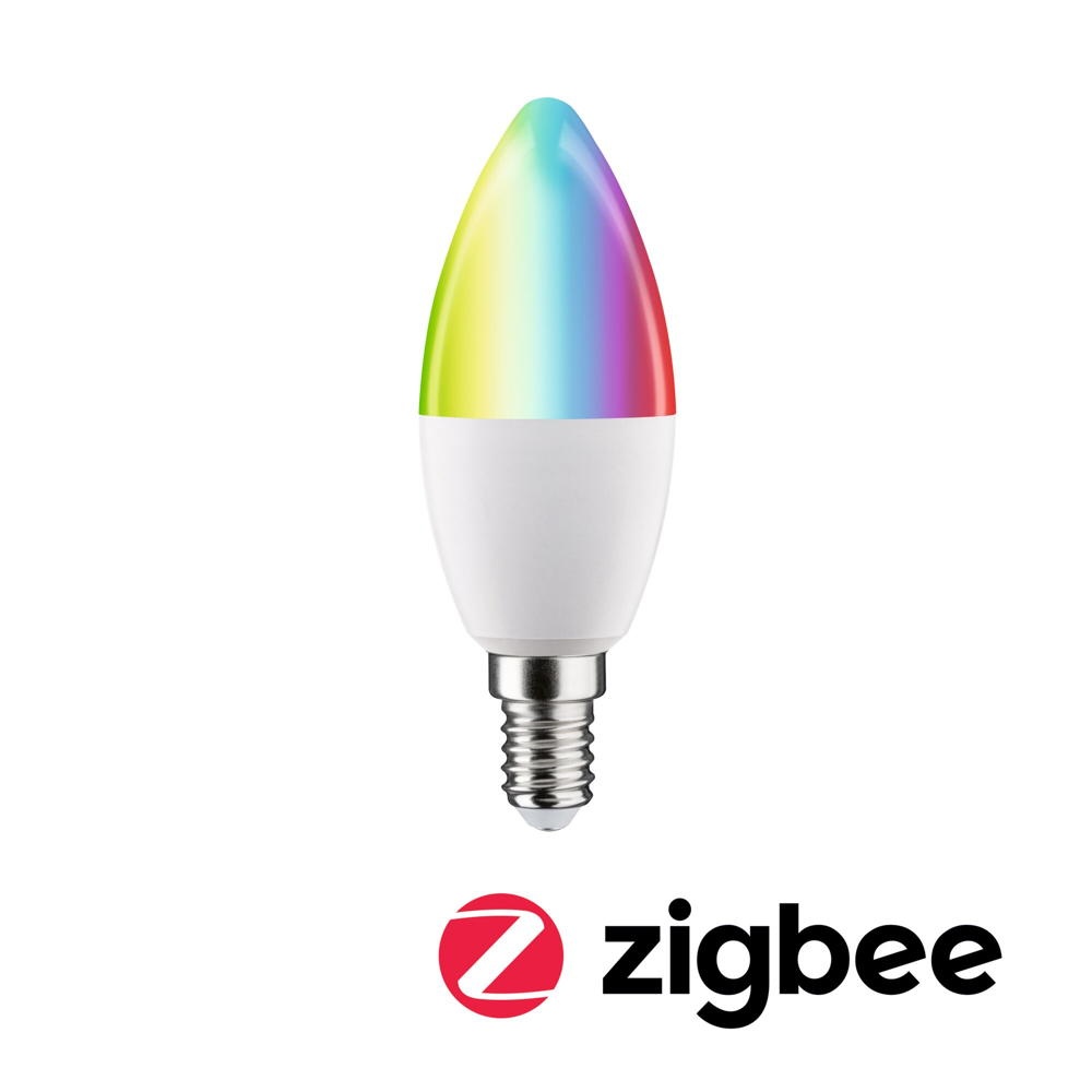 Smarte Zigbee 3.0 LED Lampe in Weiß E14 Kerze - B35 5W 470lm RGBW dimmbar 1er Set